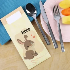 Kinderbesteck mit Hasenmotiv und Bestecktüte