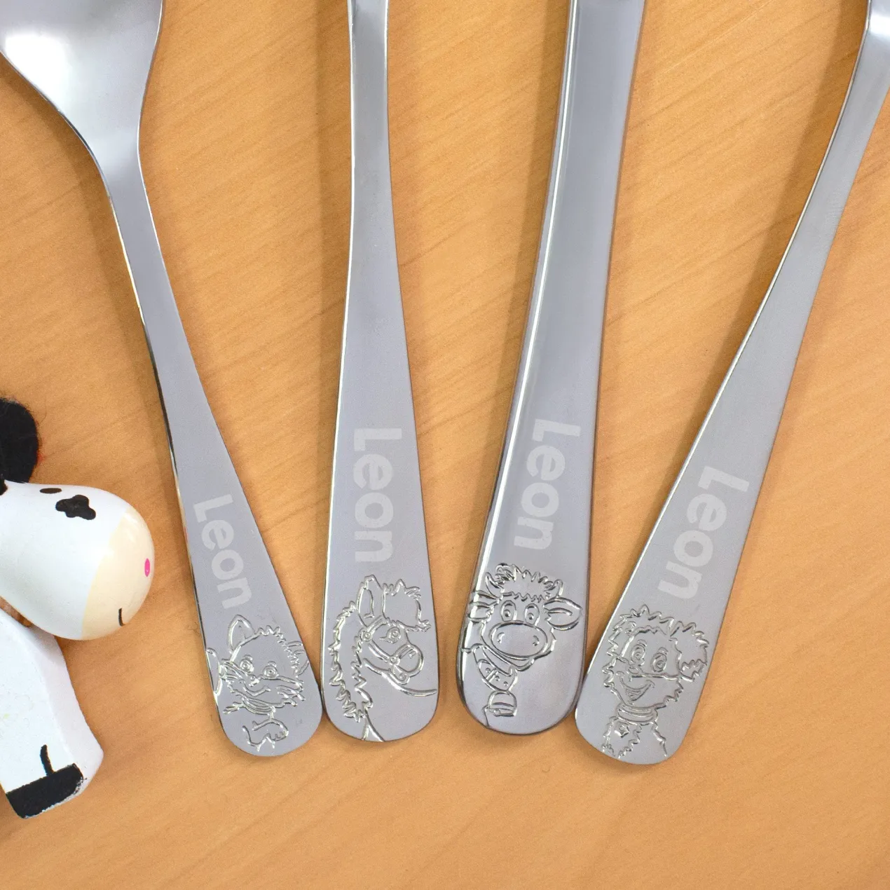 Kinderbesteck Set personalisiert mit Name 4-teilig | Motiv Hoftiere von Ritzenhoff & Breker