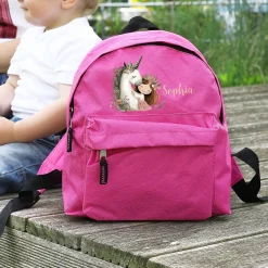 Kindergartenrucksack mit Einhorn, Prinzessin & Name | Rosa/Pink