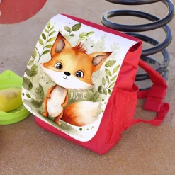 Kindergartenrucksack mit kleinem Fuchs und Ihrem Wunschnamen