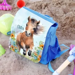 Kindergartenrucksack mit Pferdemotiv und Wunschname bedruckt