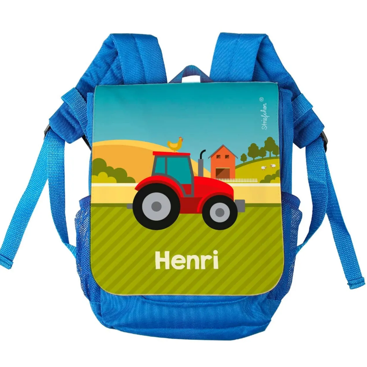 Kindergartenrucksack mit Traktor und Wunschtext