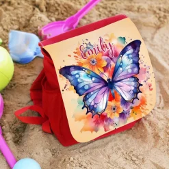 Kindergartenrucksack mit Watercolor Schmetterling und Ihrem Wunschnamen