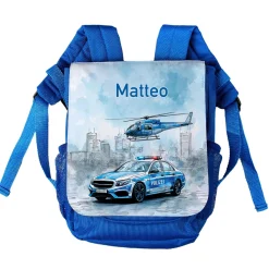 Kindergarten Rucksack personalisiert mit Name & Polizei Motiv | Geschenk für Jungen