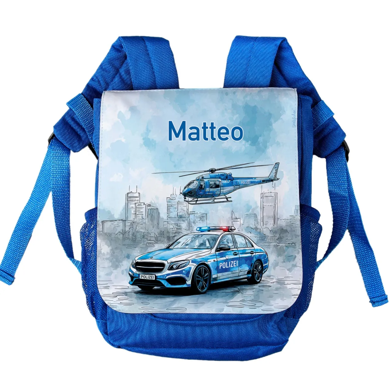 Kindergarten Rucksack personalisiert mit Name & Polizei Motiv | Geschenk für Jungen