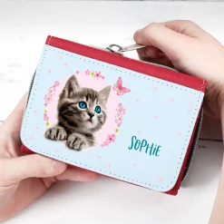 Kindergeldbörse mit Baby-Katze und Name