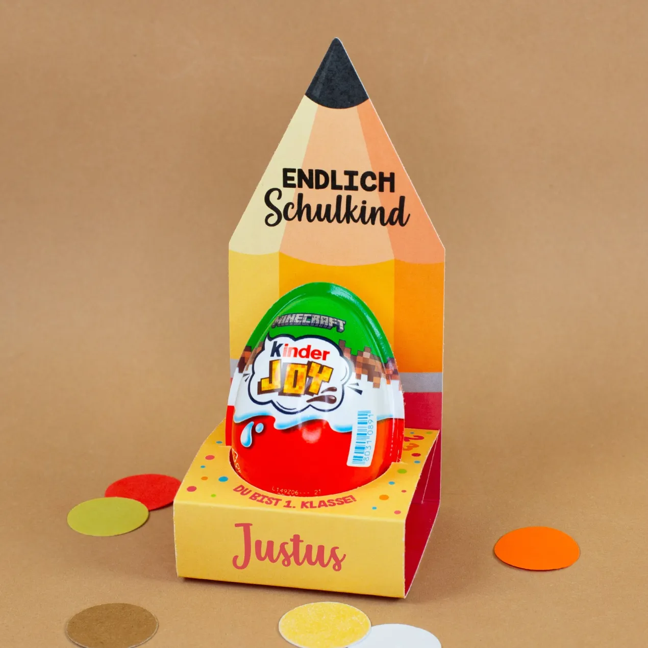 Kinder Joy in Geschenkverpackung personalisiert mit Name | Geschenk zur Einschulung