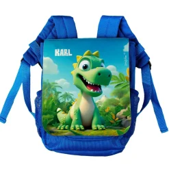 Kinderrucksack mit niedlichem Dinosaurier und Namensaufdruck