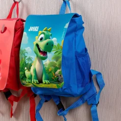 Kinderrucksack mit niedlichem Dinosaurier und Namensaufdruck
