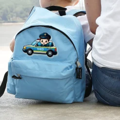 Kinderrucksack mit Polizeiauto-Motiv und Namen personalisierbar für Jungen