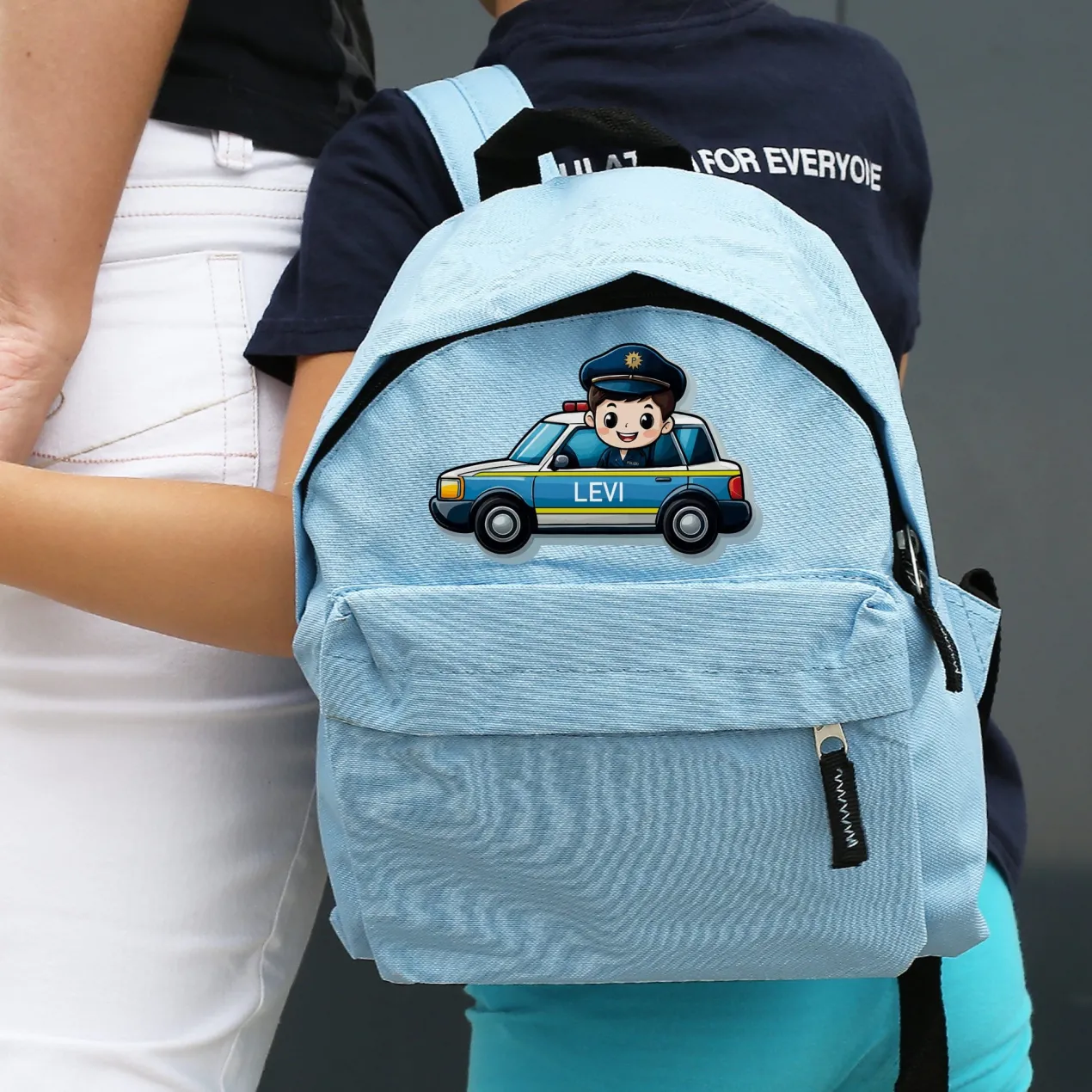 Kinderrucksack mit Polizeiauto-Motiv und Namen personalisierbar für Jungen