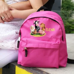 Kinderrucksack mit Tiermotiven in Rosa/Pink für Mädchen | Modell: Bauernhof