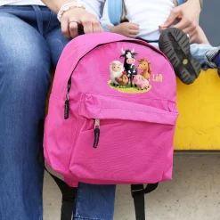 Kinderrucksack mit Tiermotiven in Rosa/Pink für Mädchen | Modell: Bauernhof