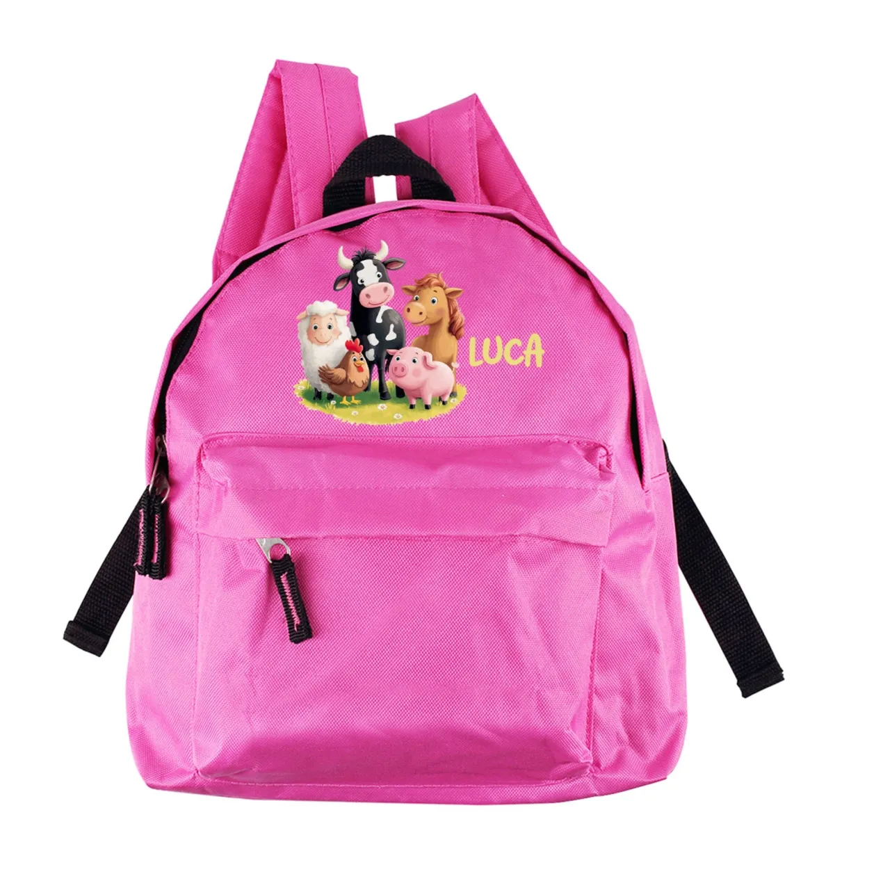 Kinderrucksack mit Tiermotiven in Rosa/Pink für Mädchen | Modell: Bauernhof