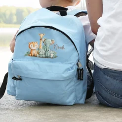 Kinderrucksack mit Tiermotiven in Blau für Jungen | Modell: Safari