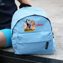 Kinderrucksack mit Tiermotiven in Blau für Jungen | Modell: Bauernhof