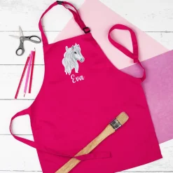 Kinderschürze mit Pferd und Namensaufdruck