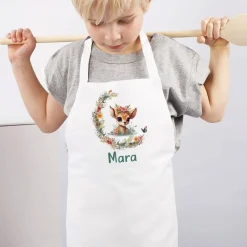 Kinderschürze mit Rehkitz-Motiv und Name