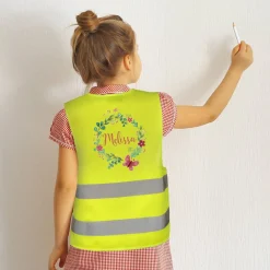 Kinderwarnweste mit Blumenmotiv zur Einschulung