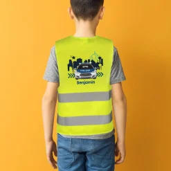 Kinderwarnweste - Polizeiauto - mit Namensaufdruck