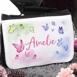 Kinder-Waschtasche mit Schmetterlingen und Name