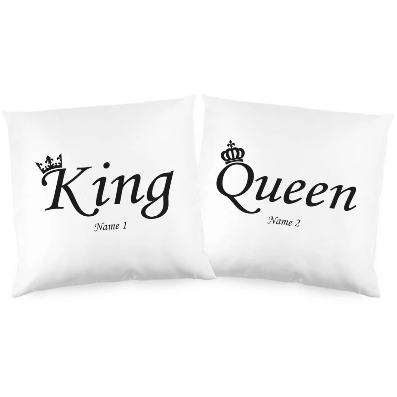 "King & Queen" Kissenset mit Ihren Namen