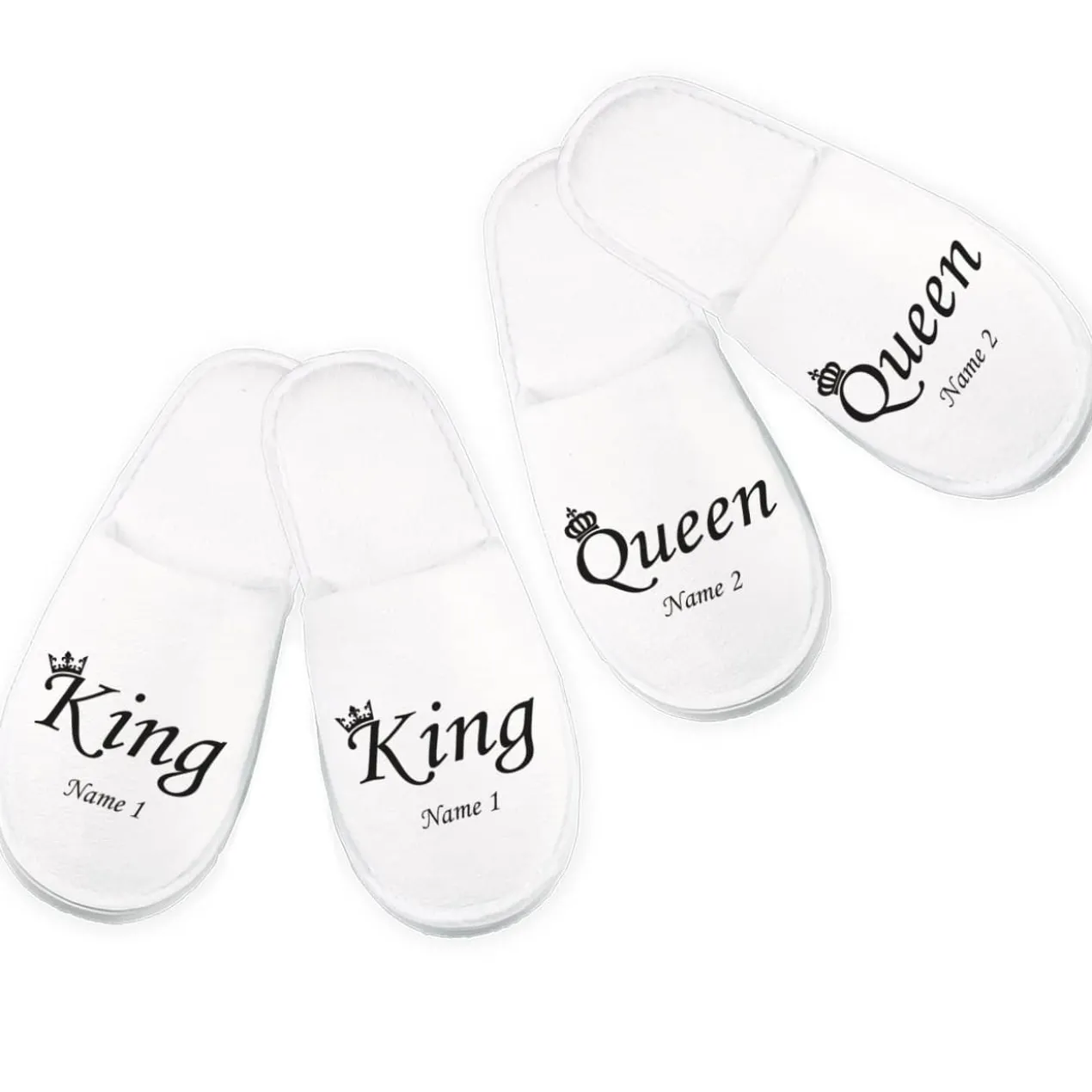 "King & Queen" Pantoffelset mit Ihren Namen