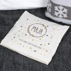 Kirschkernkissen mit Schneeflocken Motiv, Name und Text