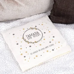 Kirschkernkissen mit Schneeflocken Motiv, Name und Text