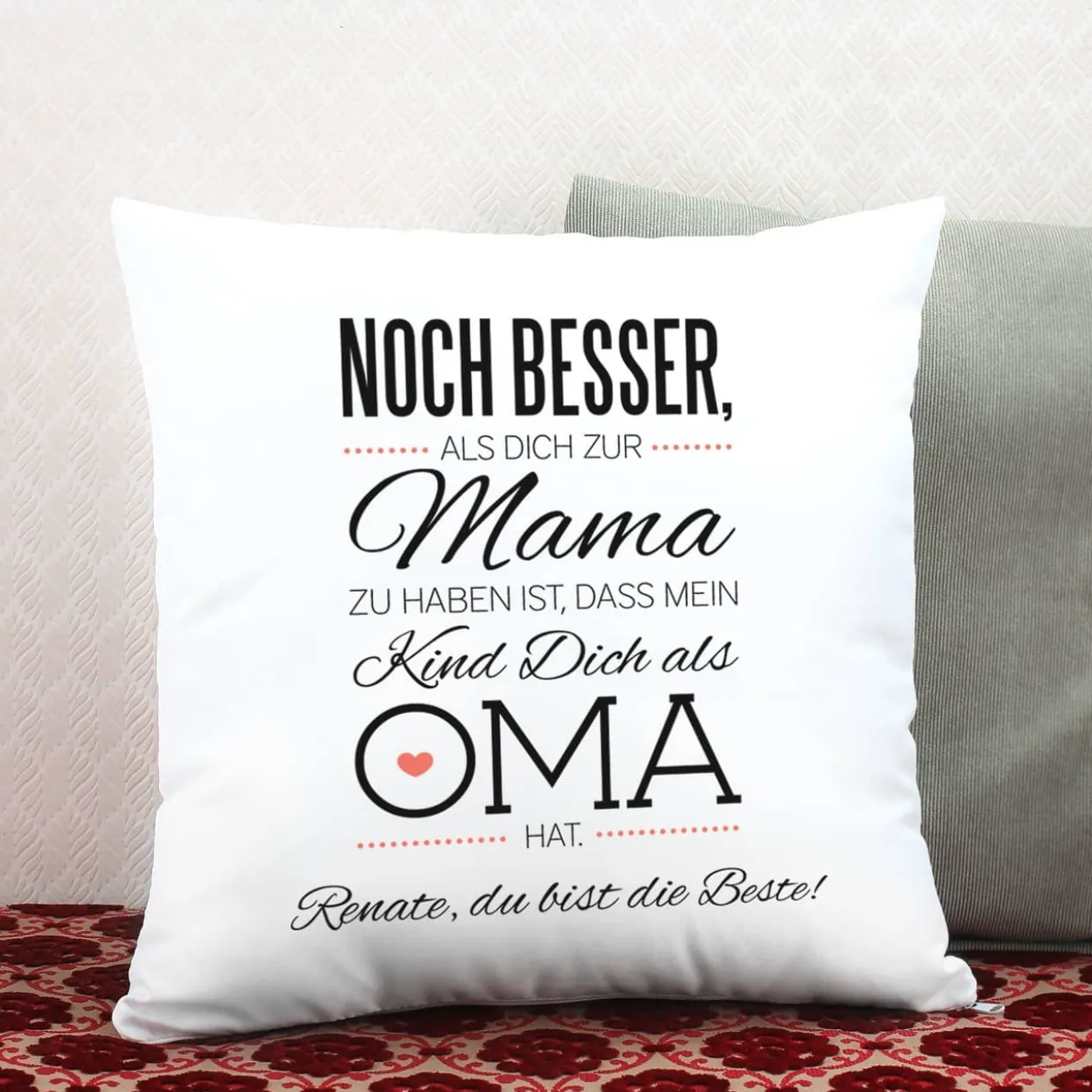 Kissen für die beste Oma mit tollen Spruch und persönlichen Gruß