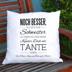 Kissen für die beste Tante mit kurzem Wunschtext