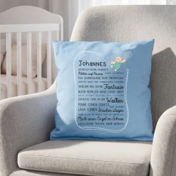 Kissen für Kinder mit Name & Kindheit Spruch personalisiert in Rosa oder Blau | Hase & Bär Geschenk