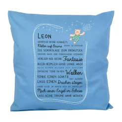 Kissen für Kinder mit Name & Kindheit Spruch personalisiert in Rosa oder Blau | Hase & Bär Geschenk
