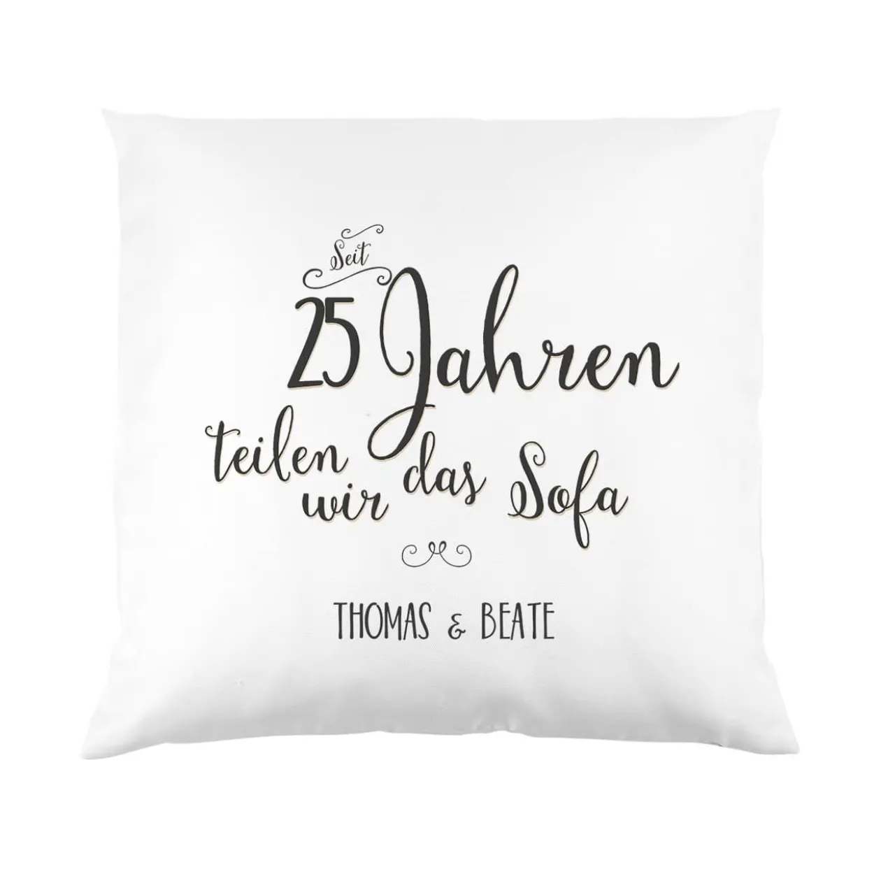 Kissen für Paare - Seit Jahren teilen wir das Sofa - mit Jahreszahl und Wunschtext