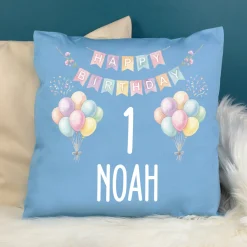 Kissen mit Ballon Motiv personalisiert für Kinder | Geschenk zum Geburtstag für Jungen & Mädchen