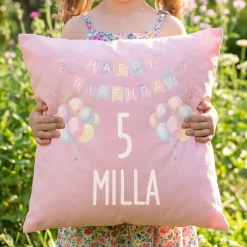 Kissen mit Ballon Motiv personalisiert für Kinder | Geschenk zum Geburtstag für Jungen & Mädchen