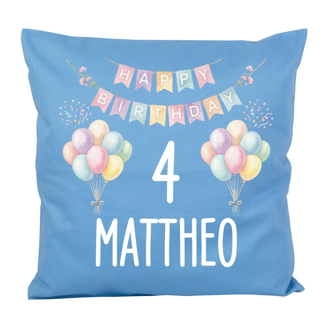 Kissen mit Ballon Motiv personalisiert für Kinder | Geschenk zum Geburtstag für Jungen & Mädchen