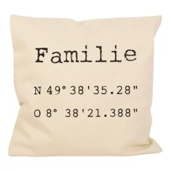 Kissen mit Koordinaten & Wunschtext personalisiert | Geschenk zum Hausbau & Einzug für Wohnung