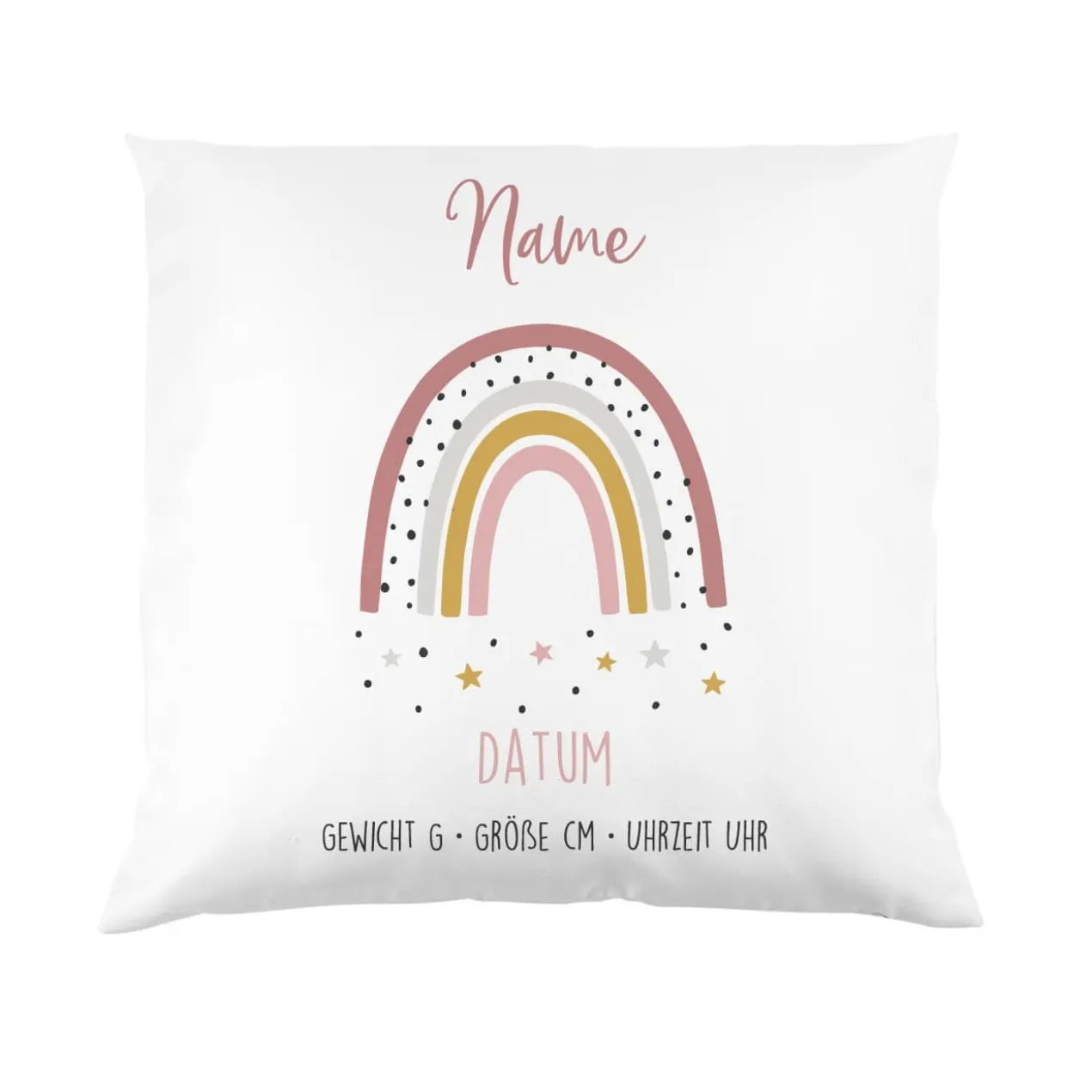 Kissen mit Regenbogen zur Geburt für Mädchen