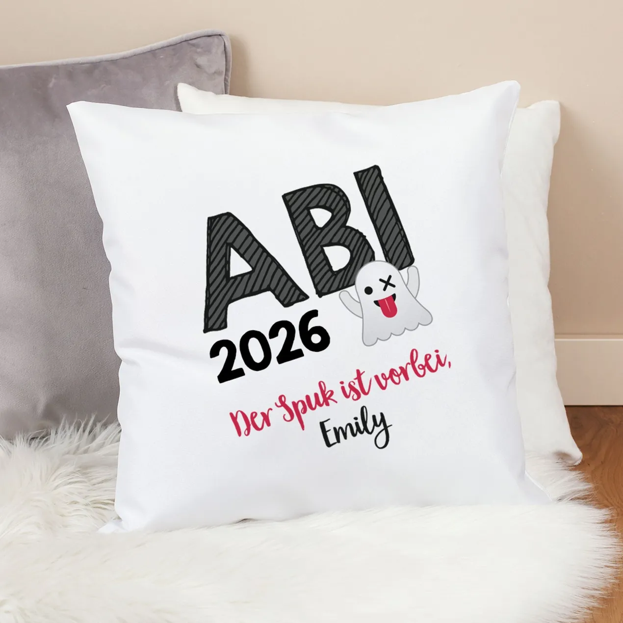 Kissen zum Abitur mit Name - Der Spuk ist vorbei!