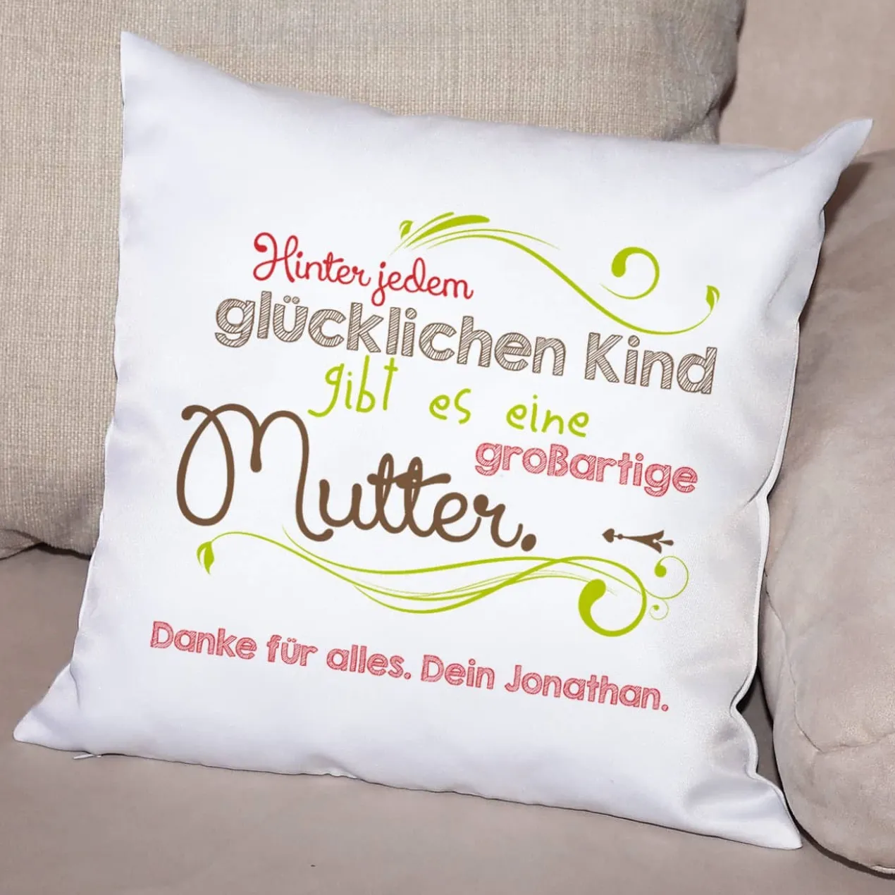 Kissen zum Muttertag mit persönlichem Gruß