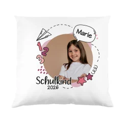 Kissen zur Einschulung mit Foto, Name und Schuljahr