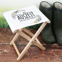 Klapphocker - Eine kleine Auszeit - personalisiert mit Wunschtext | Geschenk für Mama, Oma & Garten