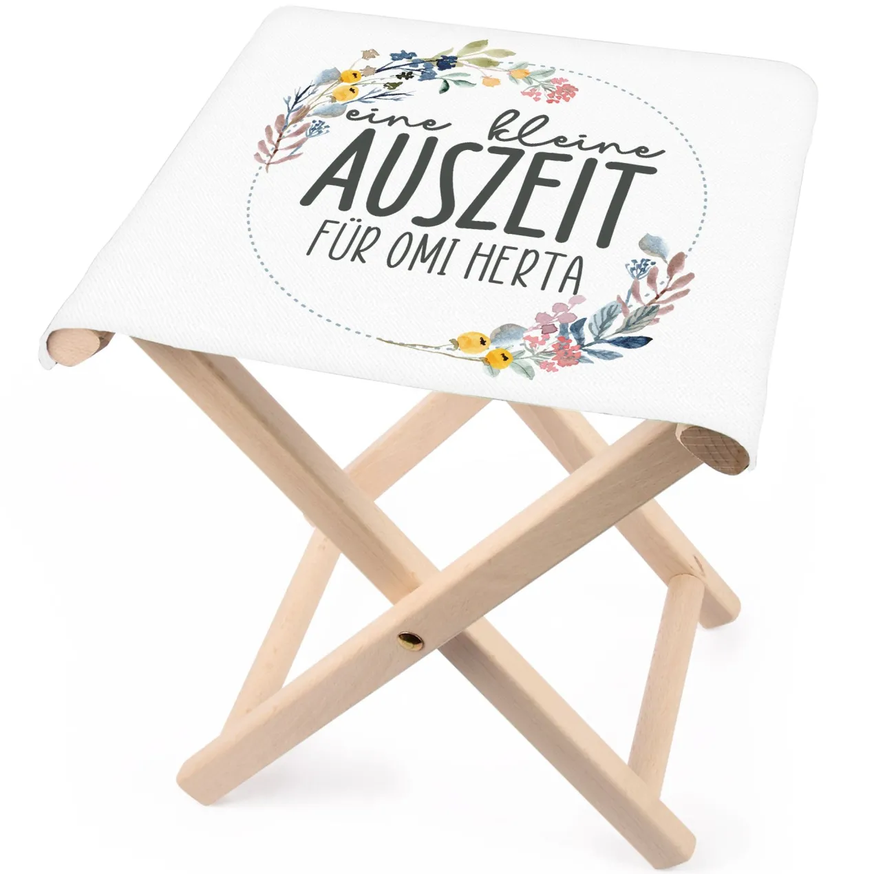 Klapphocker - Eine kleine Auszeit - personalisiert mit Wunschtext | Geschenk für Mama, Oma & Garten