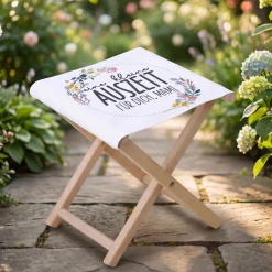 Klapphocker - Eine kleine Auszeit - personalisiert mit Wunschtext | Geschenk für Mama, Oma & Garten