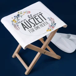 Klapphocker - Eine kleine Auszeit - personalisiert mit Wunschtext | Geschenk für Mama, Oma & Garten