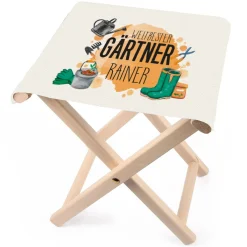 Klapphocker für Gärtner mit Name