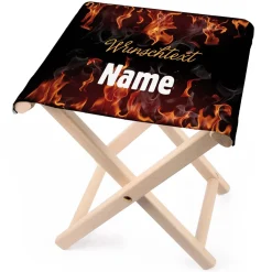 Klapphocker mit Feueraufdruck
