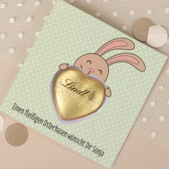 Klappkarte mit Lindt-Schokolade zu Ostern