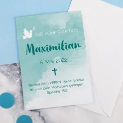 Klappkarten zur Konfirmation in Watercolor-Optik